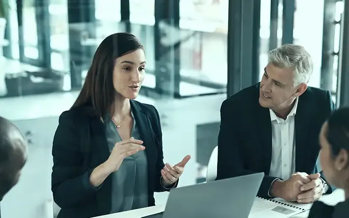 Marketing team discussing campaign strategy