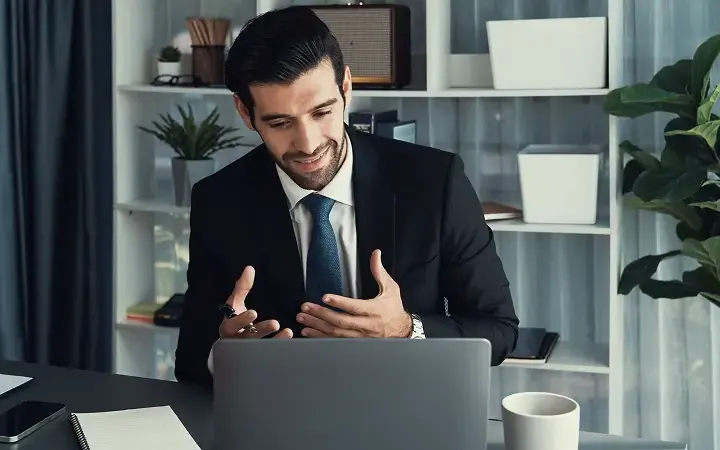 Consultant working with a client on CRM